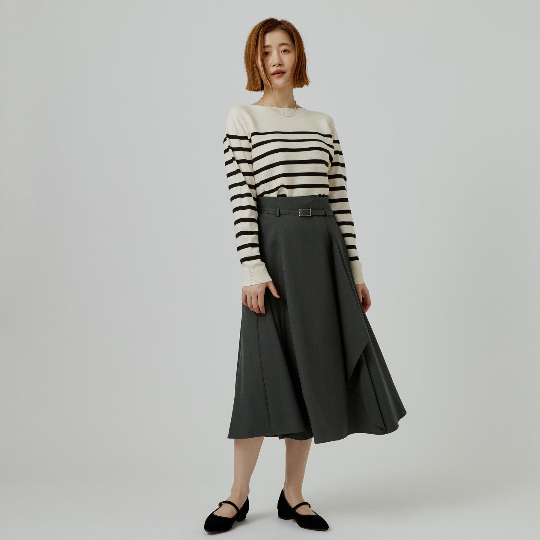 grove「ラッフルフレアベルト付スカート」|スカート|