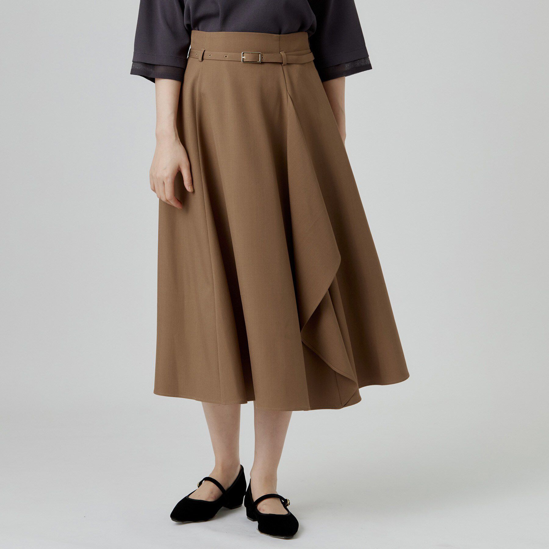 grove「ラッフルフレアベルト付スカート」|スカート|
