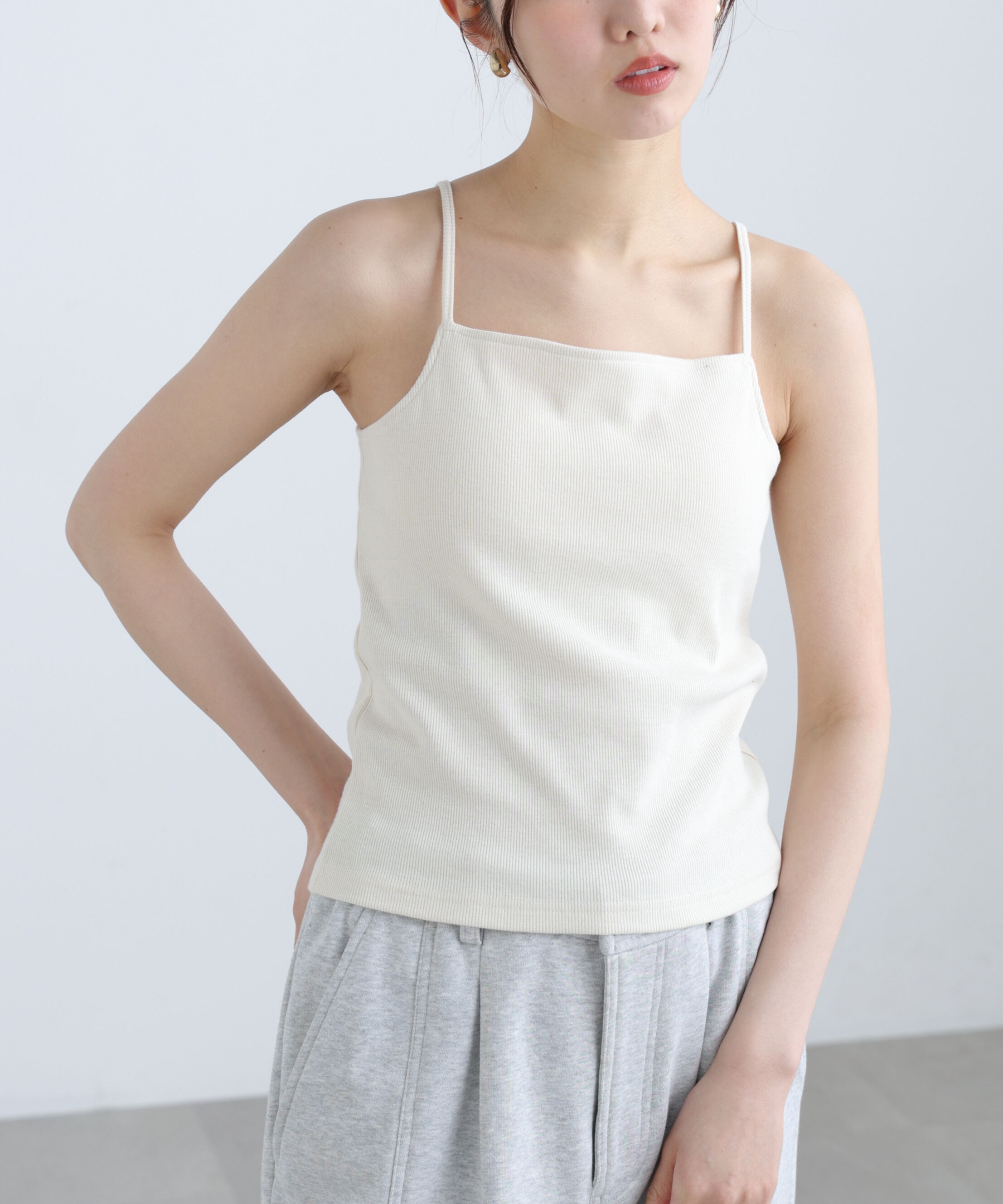  「バッククロスカップ付きキャミソール」|Tシャツ・カットソー|