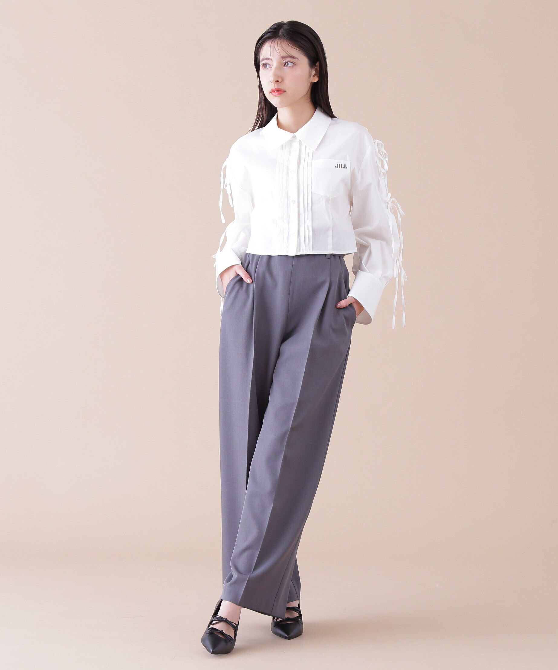  「細ベルト付きセンタープレスパンツ」|その他|