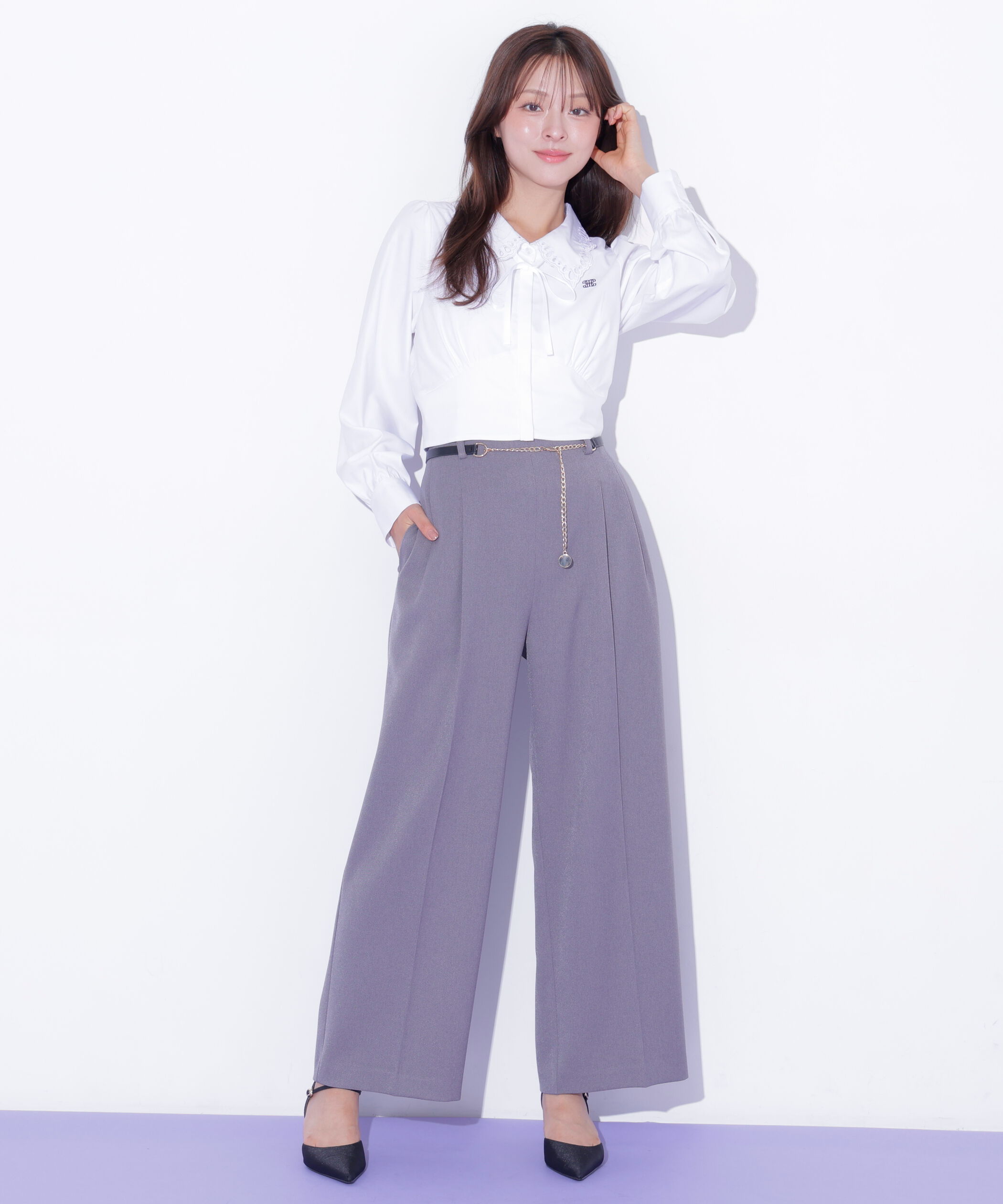  「＜セットアップ対応＞チェーンベルトタックワイドパンツ」|その他|