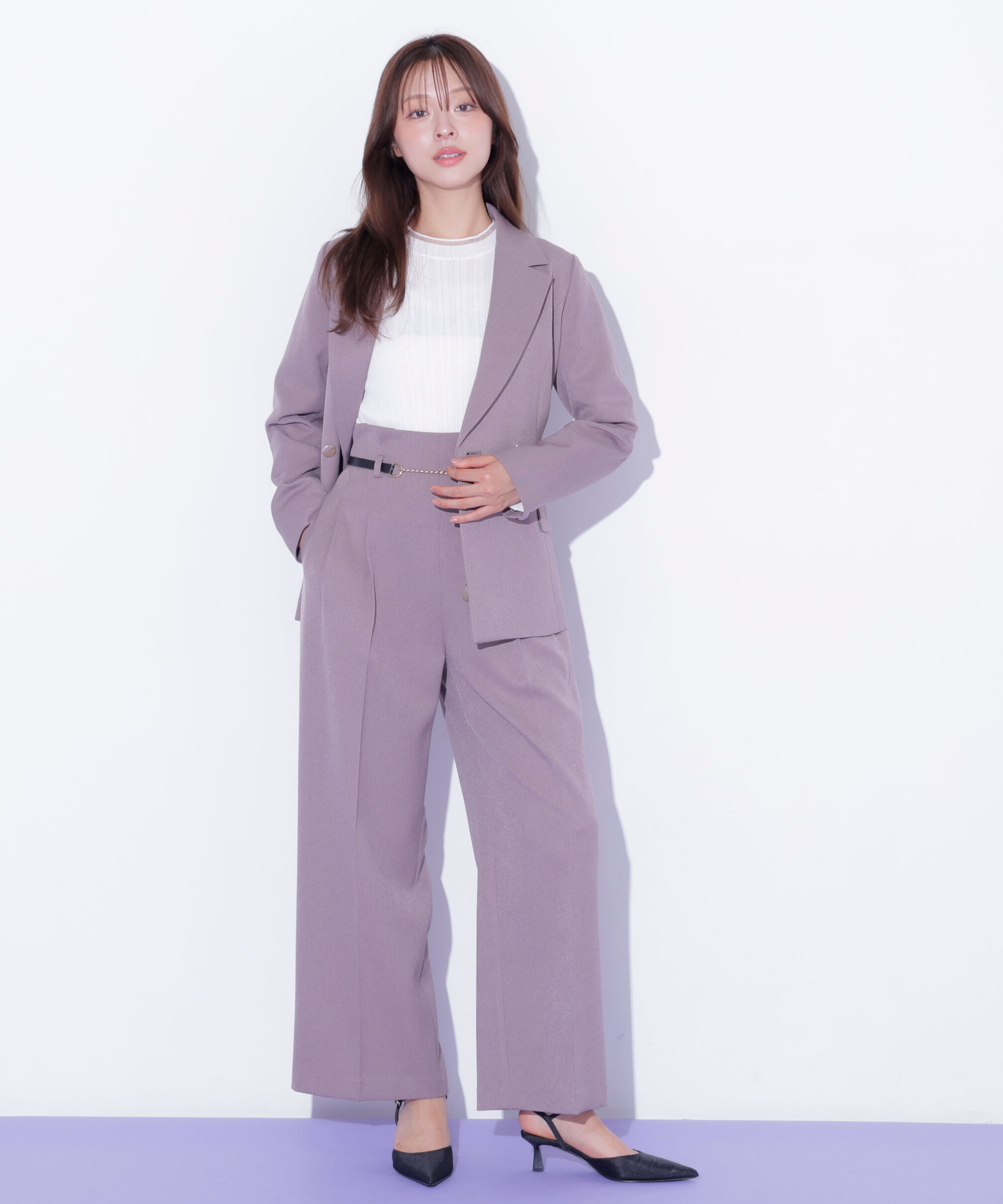  「＜セットアップ対応＞チェーンベルトタックワイドパンツ」|その他|モカ