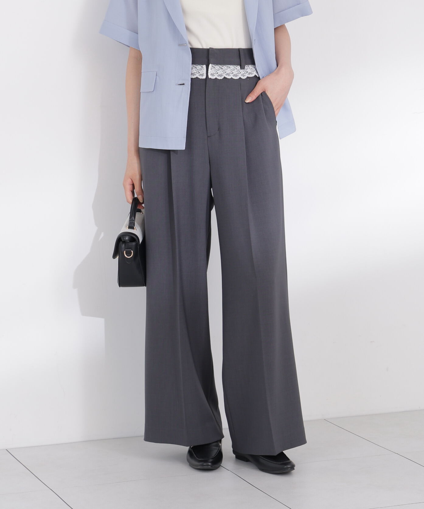 PROPORTION BODY DRESSING「＜a/mie＞ウエストレースワイドパンツ」|その他|チャコール2