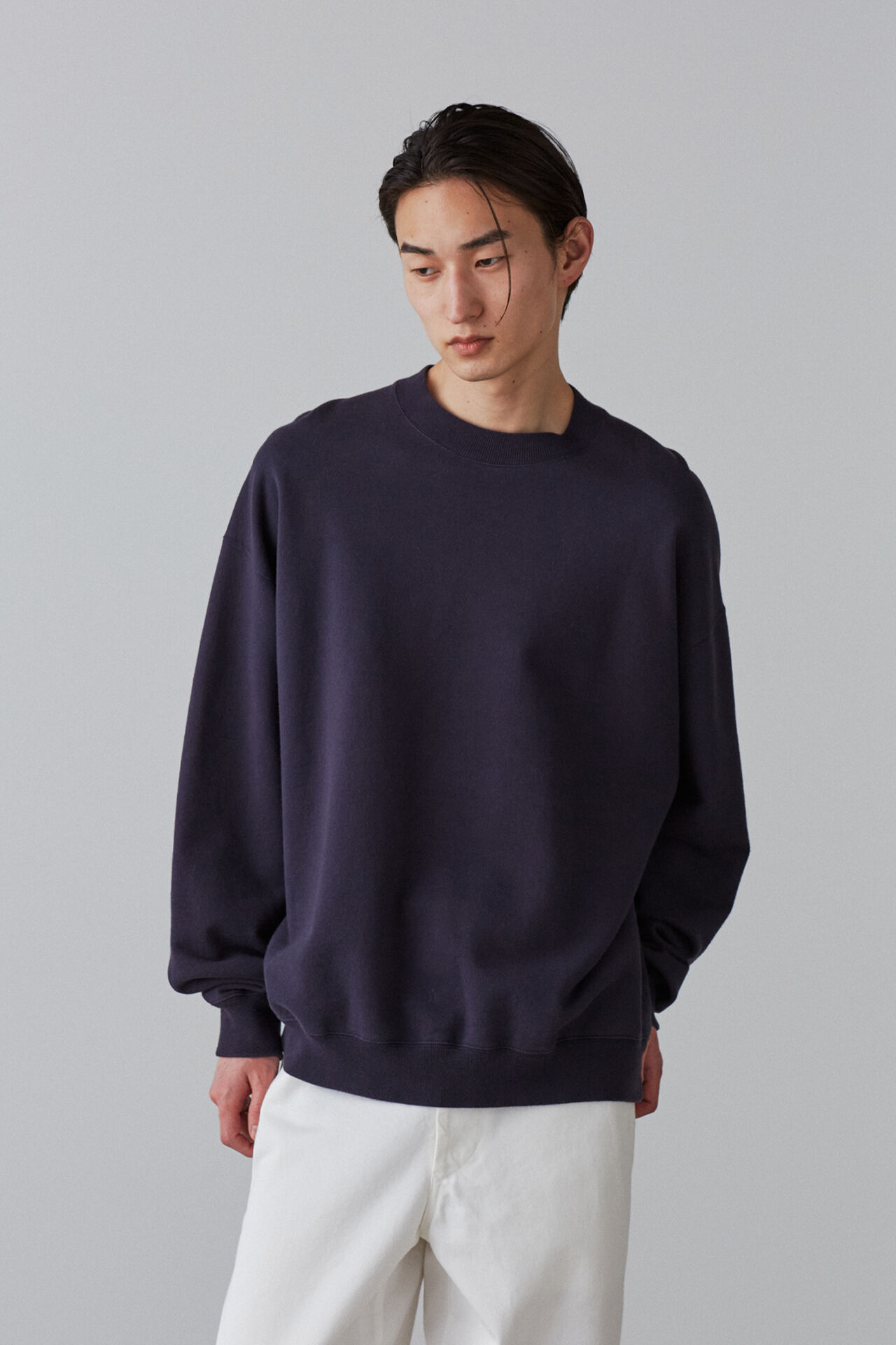 YLEVE 「Ｙ / ORGANIC COTTON BLEND HEAVY WEIGHT FLEECE CREW NECK」|Tシャツ・カットソー|ネイビー