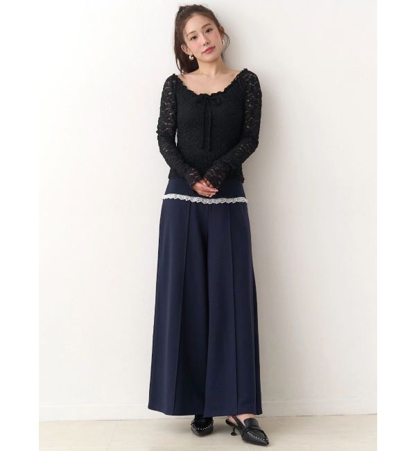 CALNAMUR「ピーチレースパットイントップス」|Tシャツ・カットソー|