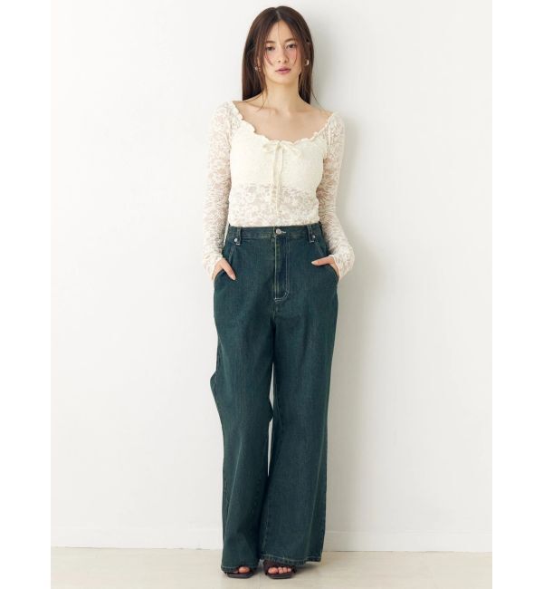 CALNAMUR「ピーチレースパットイントップス」|Tシャツ・カットソー|