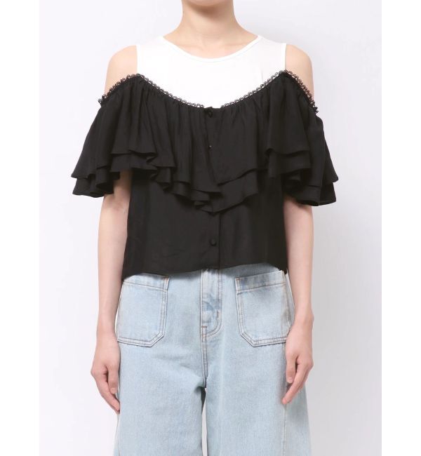 LAGUNAMOON「フレアデザインドッキングカットトップス」|Tシャツ・カットソー|