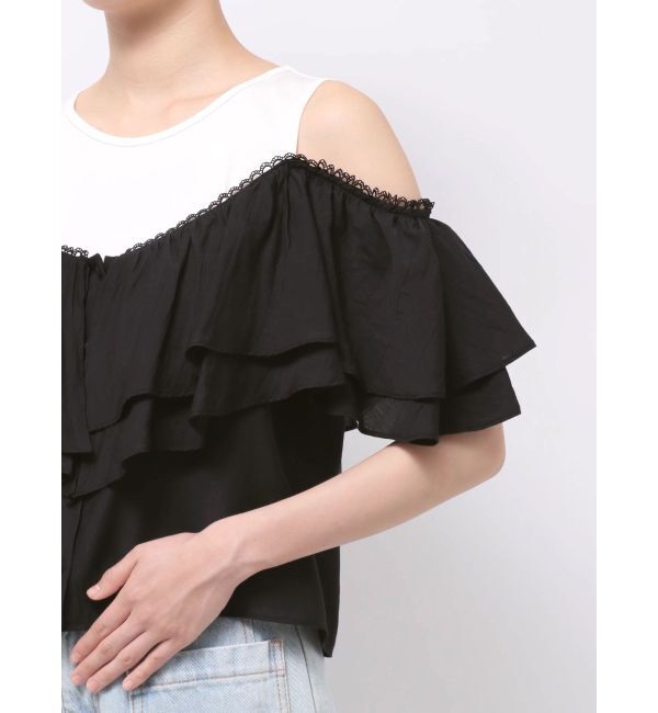 LAGUNAMOON「フレアデザインドッキングカットトップス」|Tシャツ・カットソー|