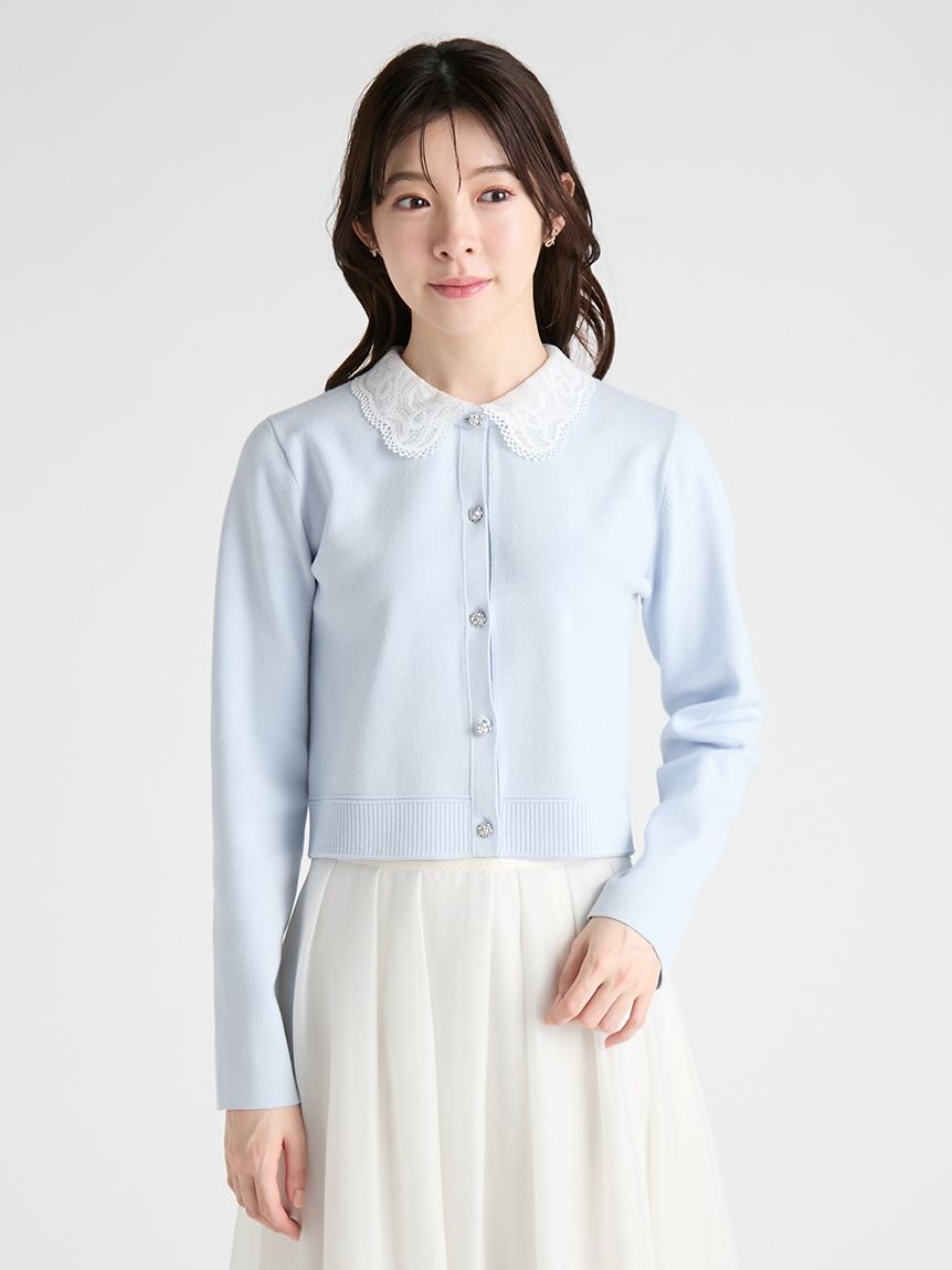 CELFORD「【WEB・ルミネ限定】レースカラーデタッチャブルカーディガン」|カーディガン|