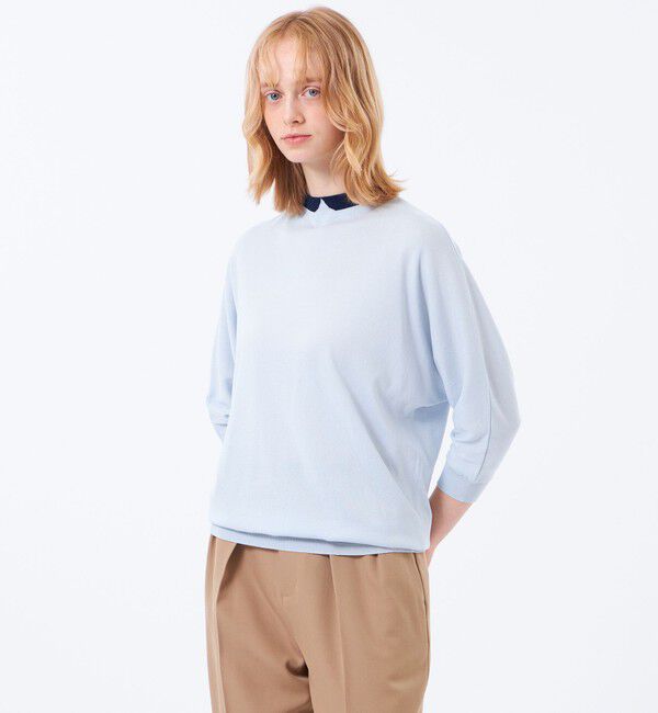 MACKINTOSH PHILOSOPHY「【Cleric Collar Knit(クレリックカラーニット)】ドルマンスリーブ」|ニット・セーター|ライトブルー