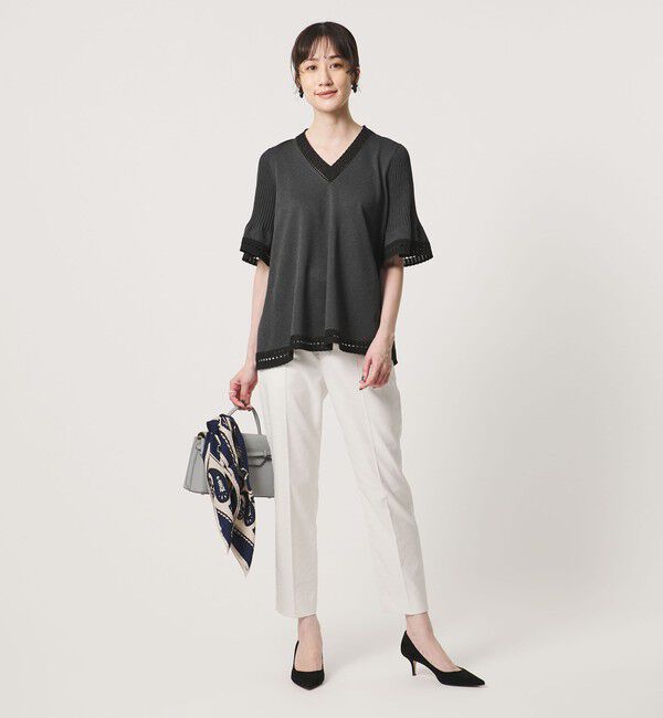 UNITED ARROWS「Vネック ニット ショートスリーブ チュニック」|ニット・セーター|