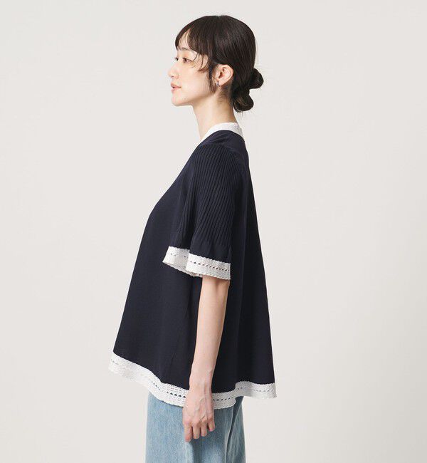 UNITED ARROWS「Vネック ニット ショートスリーブ チュニック」|ニット・セーター|