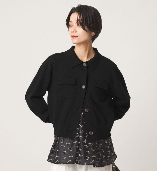 UNITED ARROWS green label relaxing「ポロニット カーディガン」|カーディガン|BLACK