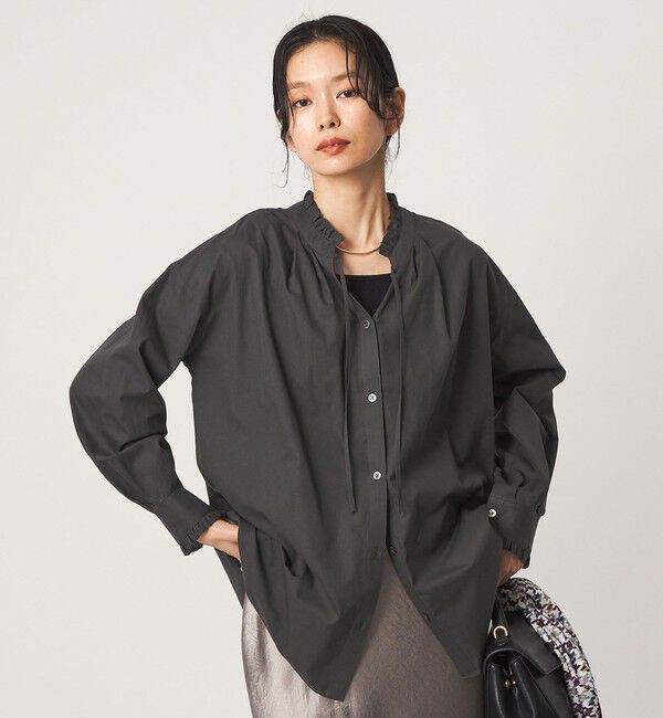 UNITED ARROWS green label relaxing「［size SHORTあり］フリルネック 2WAY ブラウス」|シャツ・ブラウス|DK.GRAY