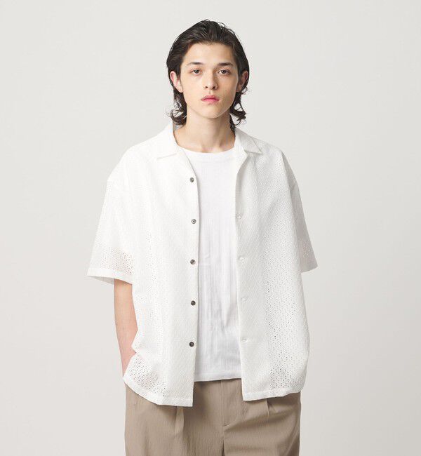 MONKEY TIME「アイレットラッセル オープンカラー シャツ」|シャツ・ブラウス|WHITE