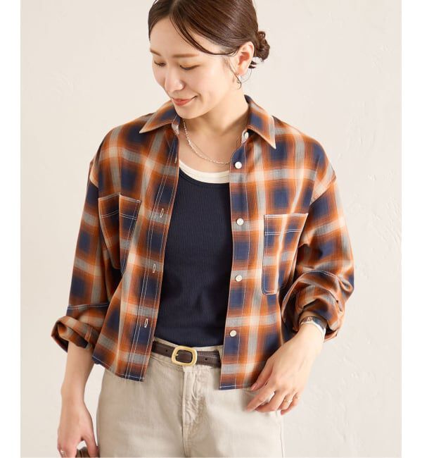 JOURNAL STANDARD「《予約》オンブレチェッククロップド シャツ」|シャツ・ブラウス|