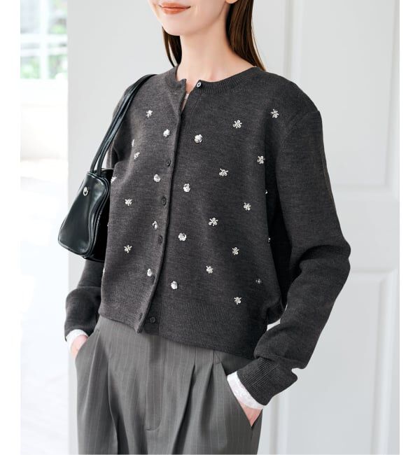 U by SPICK&SPAN「《予約》ビジューニットカーディガン」|カーディガン|