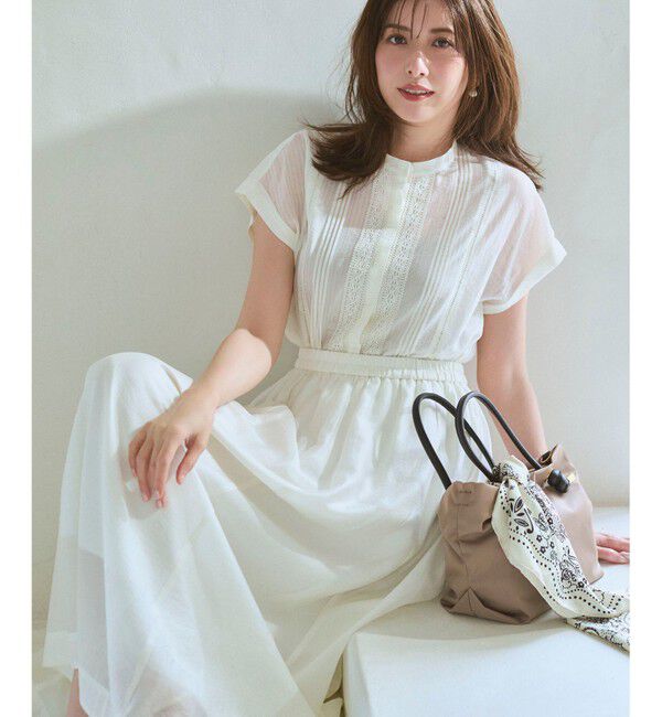 23区「【WEB&一部店舗限定】レースピンタック フレンチスリーブ ブラウス」|シャツ・ブラウス|