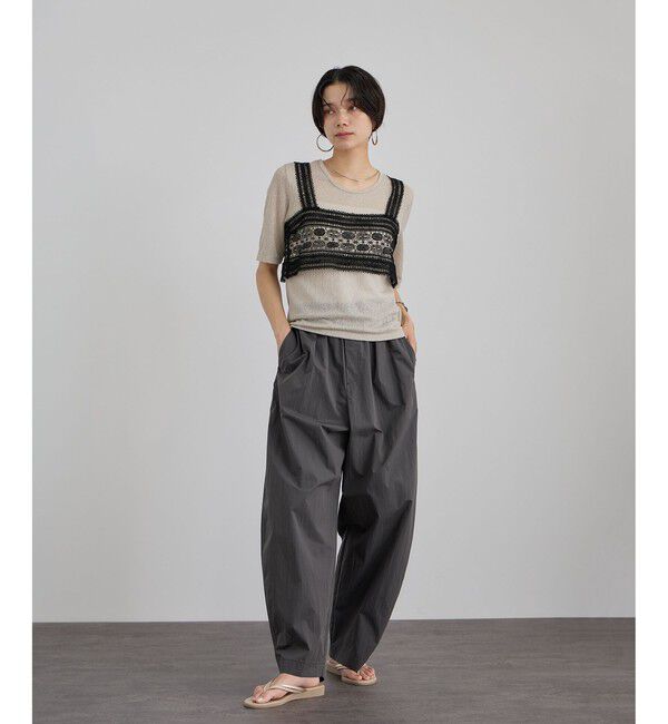 SALON adam et rope'「コットンレーシージャガードハーフスリーブTシャツ」|Tシャツ・カットソー|