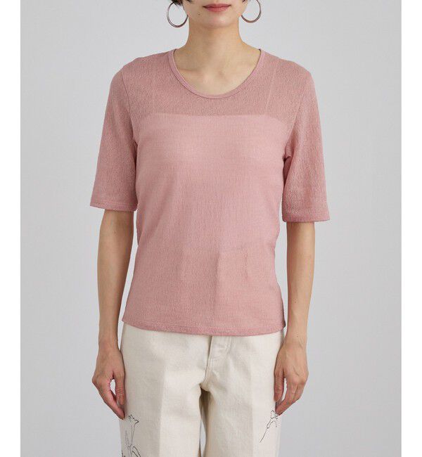 SALON adam et rope'「コットンレーシージャガードハーフスリーブTシャツ」|Tシャツ・カットソー|