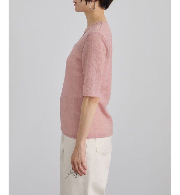 SALON adam et rope'「コットンレーシージャガードハーフスリーブTシャツ」|Tシャツ・カットソー|