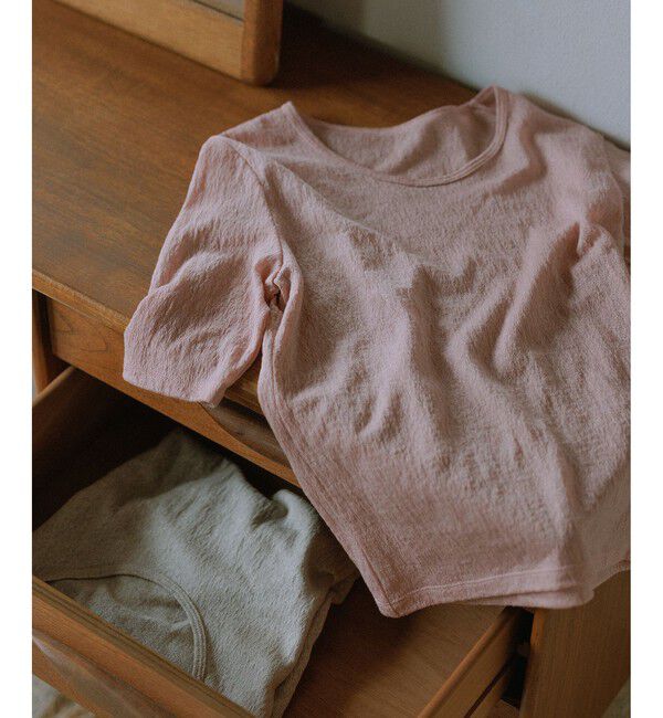 SALON adam et rope'「コットンレーシージャガードハーフスリーブTシャツ」|Tシャツ・カットソー|