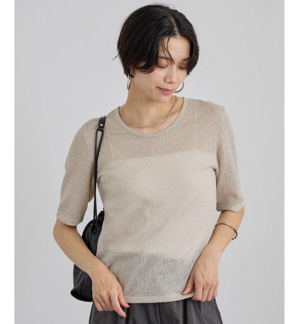 SALON adam et rope'「コットンレーシージャガードハーフスリーブTシャツ」|Tシャツ・カットソー|