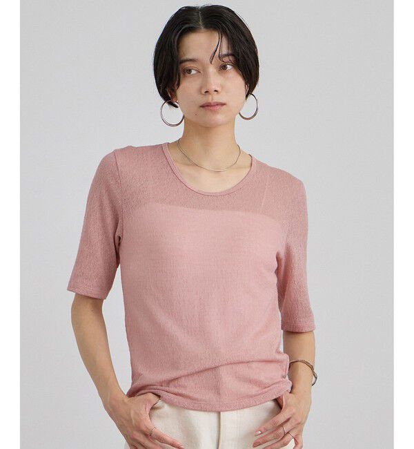 SALON adam et rope'「コットンレーシージャガードハーフスリーブTシャツ」|Tシャツ・カットソー|