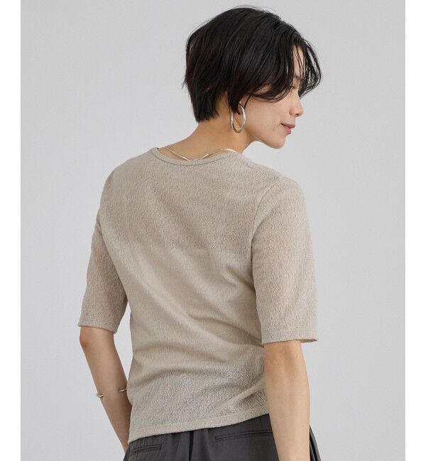 SALON adam et rope'「コットンレーシージャガードハーフスリーブTシャツ」|Tシャツ・カットソー|