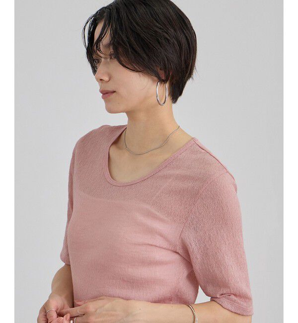 SALON adam et rope'「コットンレーシージャガードハーフスリーブTシャツ」|Tシャツ・カットソー|