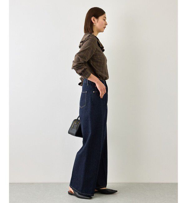 ROPE「【J'aDoRe・一部店舗限定サイズ】ラメチェックフリルカラーブラウス/セットアップ対応・イージーケア」|シャツ・ブラウス|