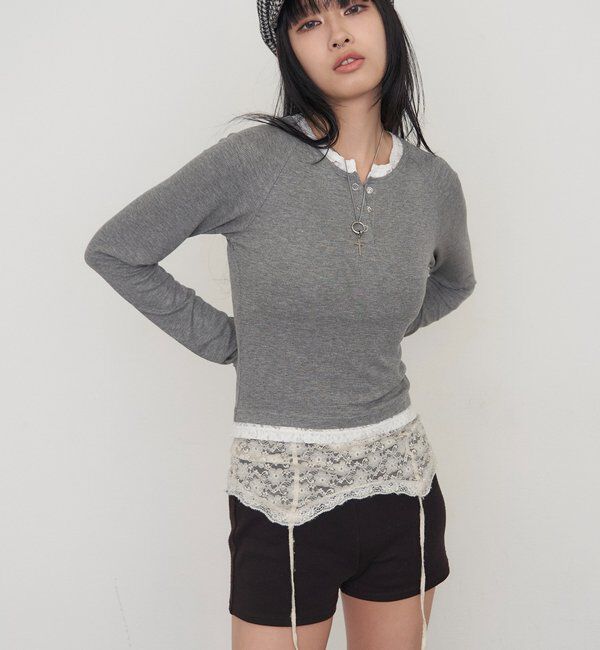  「【WEB限定】レイヤードリングドットLSトップス」|Tシャツ・カットソー|