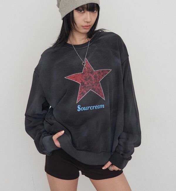  「【Sourcream】スターラインストーンクルースウェット」|Tシャツ・カットソー|