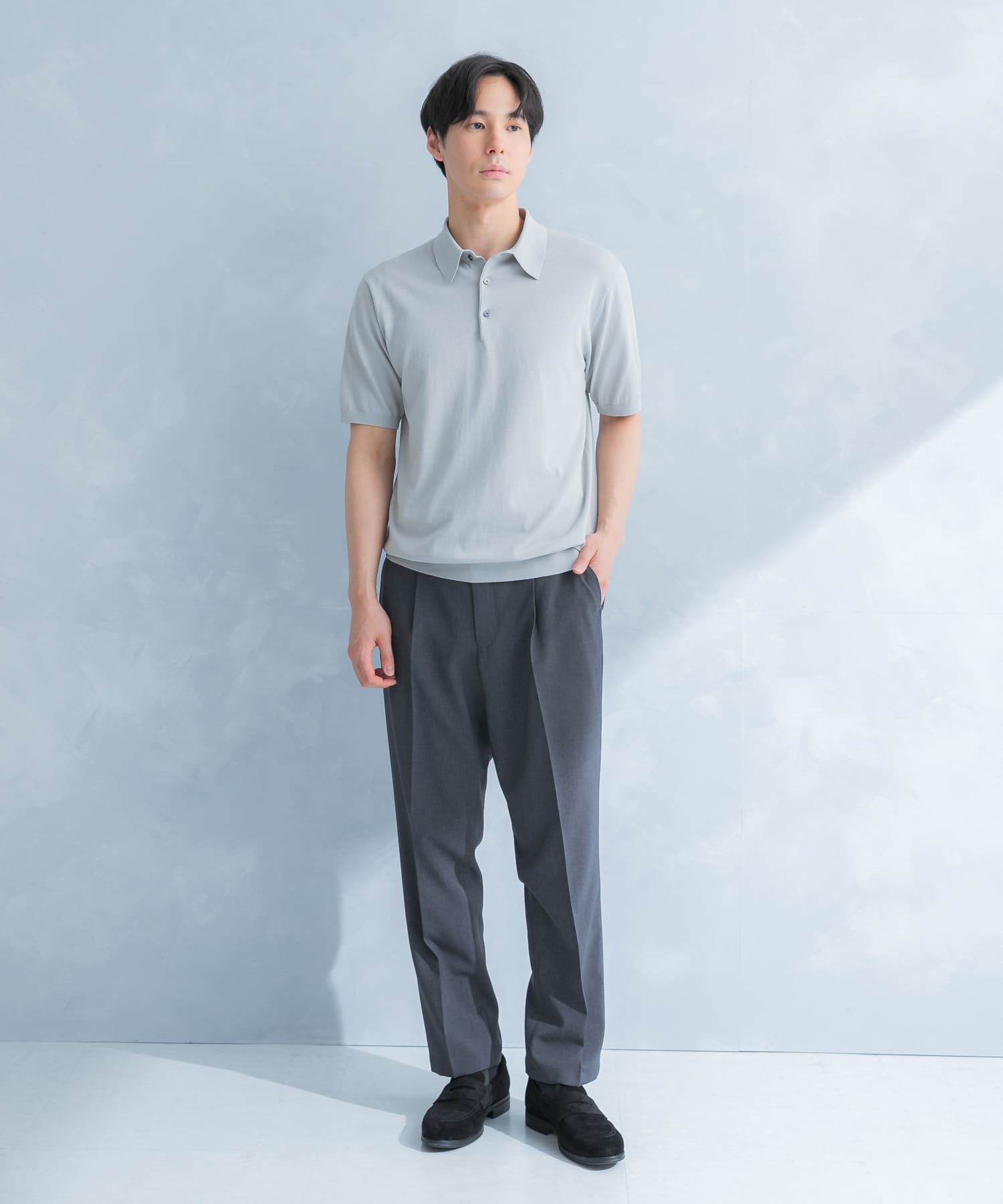 URBAN RESEARCH DOORS「LIFE STYLE TAILOR　ハイゲージ半袖ニットポロシャツ」|シャツ・ブラウス|