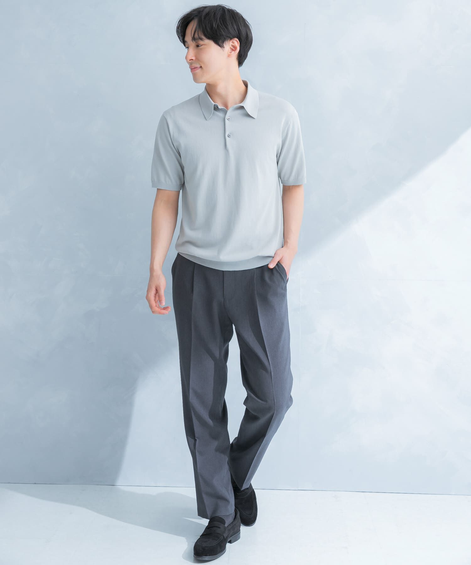 URBAN RESEARCH DOORS「LIFE STYLE TAILOR　ハイゲージ半袖ニットポロシャツ」|シャツ・ブラウス|
