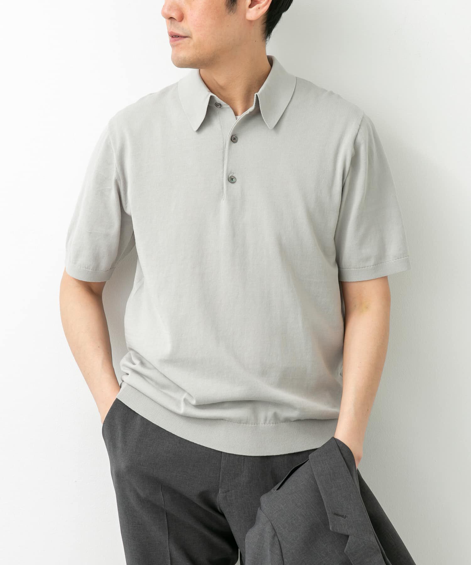 URBAN RESEARCH DOORS「LIFE STYLE TAILOR　ハイゲージ半袖ニットポロシャツ」|シャツ・ブラウス|