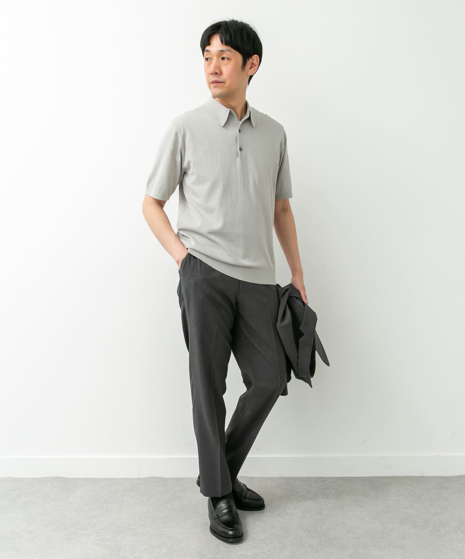 URBAN RESEARCH DOORS「LIFE STYLE TAILOR　ハイゲージ半袖ニットポロシャツ」|シャツ・ブラウス|