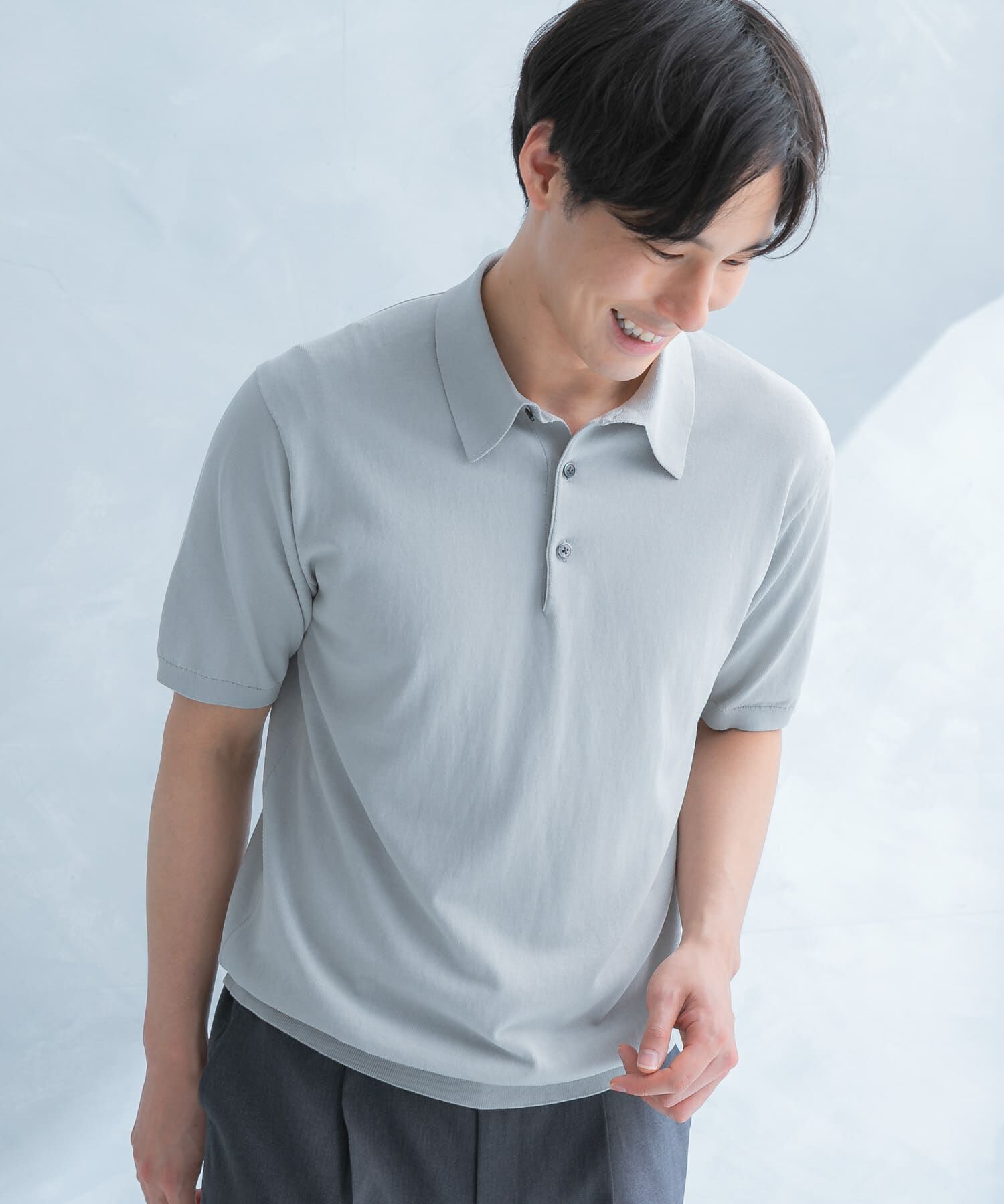URBAN RESEARCH DOORS「LIFE STYLE TAILOR　ハイゲージ半袖ニットポロシャツ」|シャツ・ブラウス|