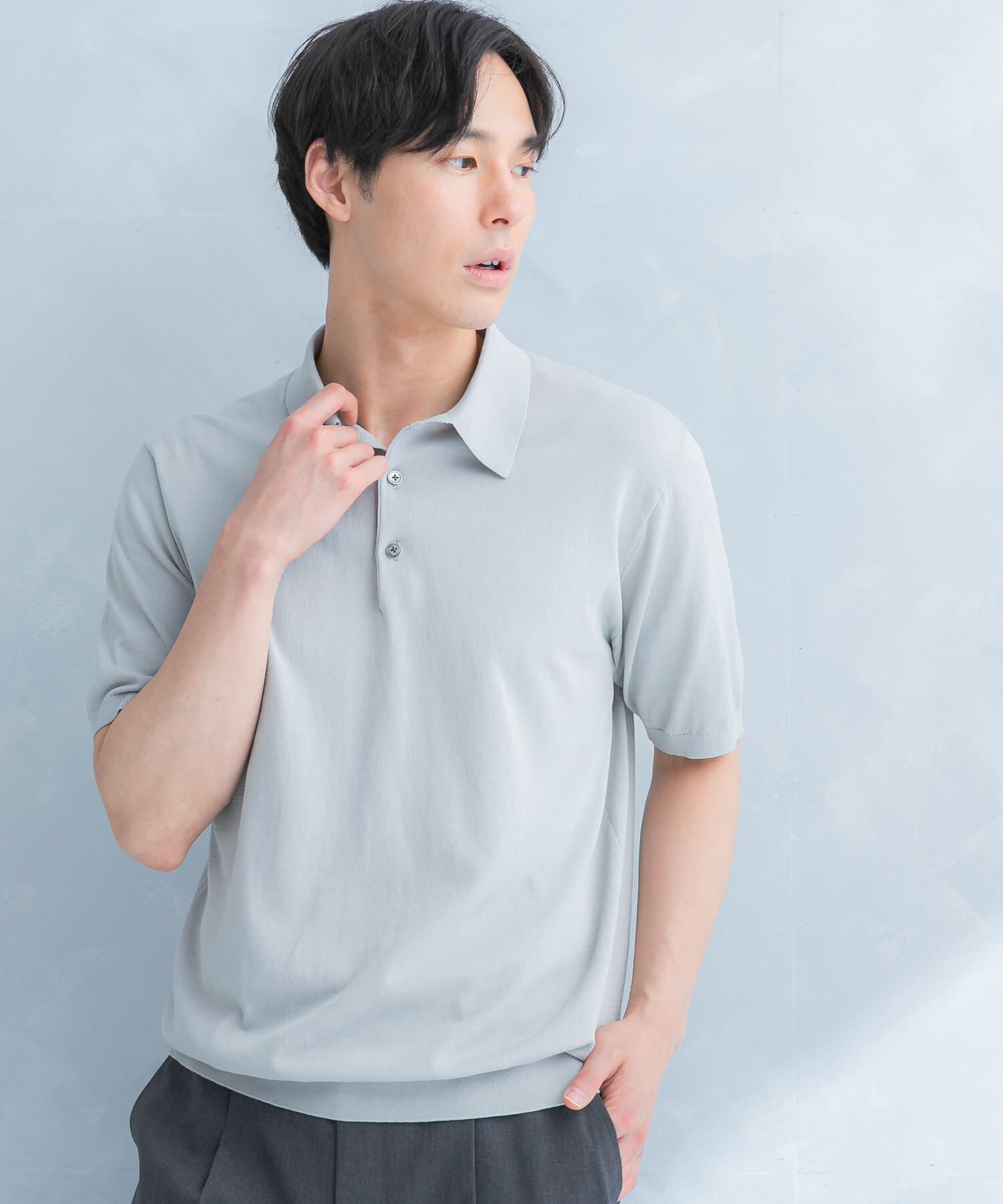URBAN RESEARCH DOORS「LIFE STYLE TAILOR　ハイゲージ半袖ニットポロシャツ」|シャツ・ブラウス|