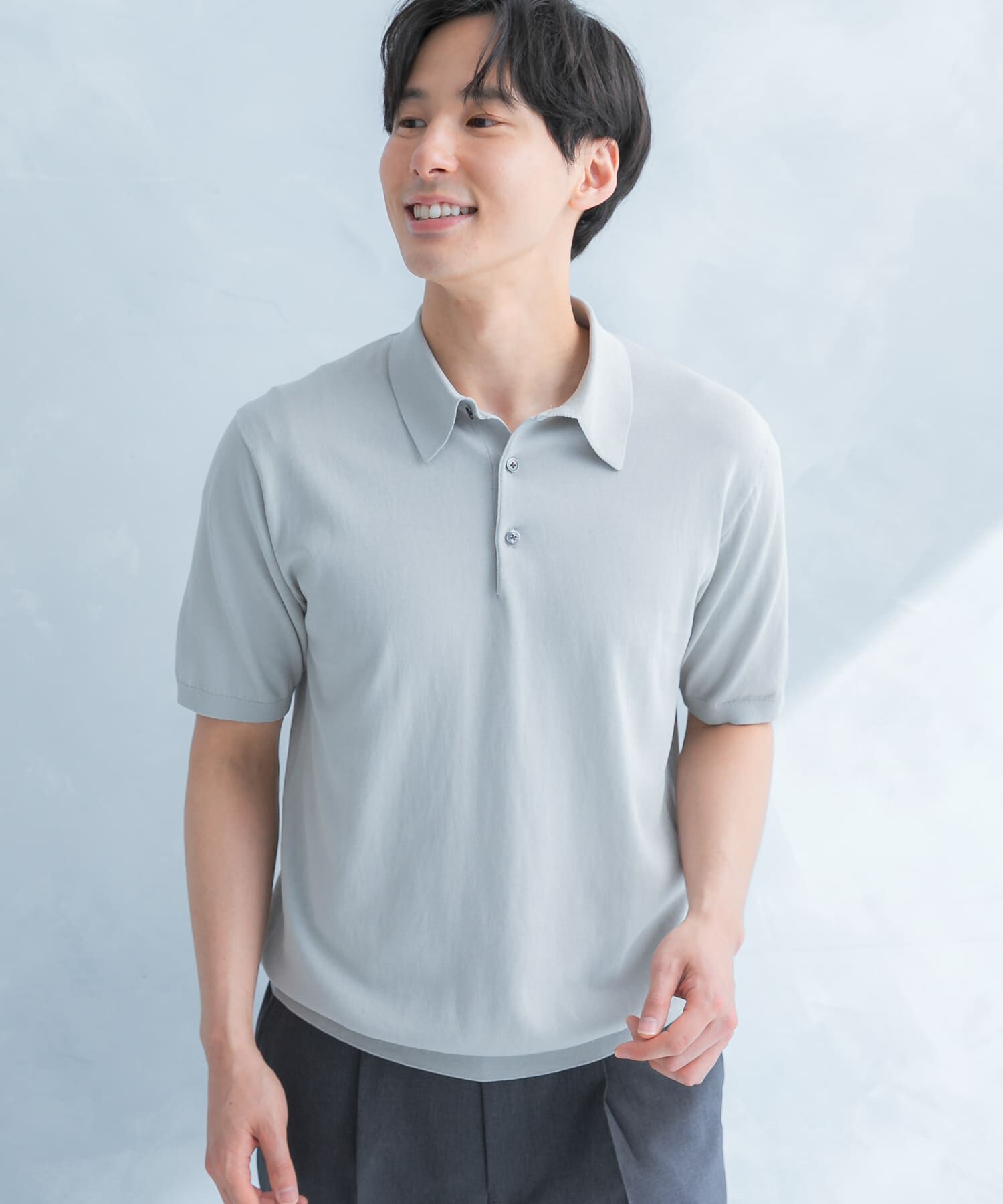 URBAN RESEARCH DOORS「LIFE STYLE TAILOR　ハイゲージ半袖ニットポロシャツ」|シャツ・ブラウス|