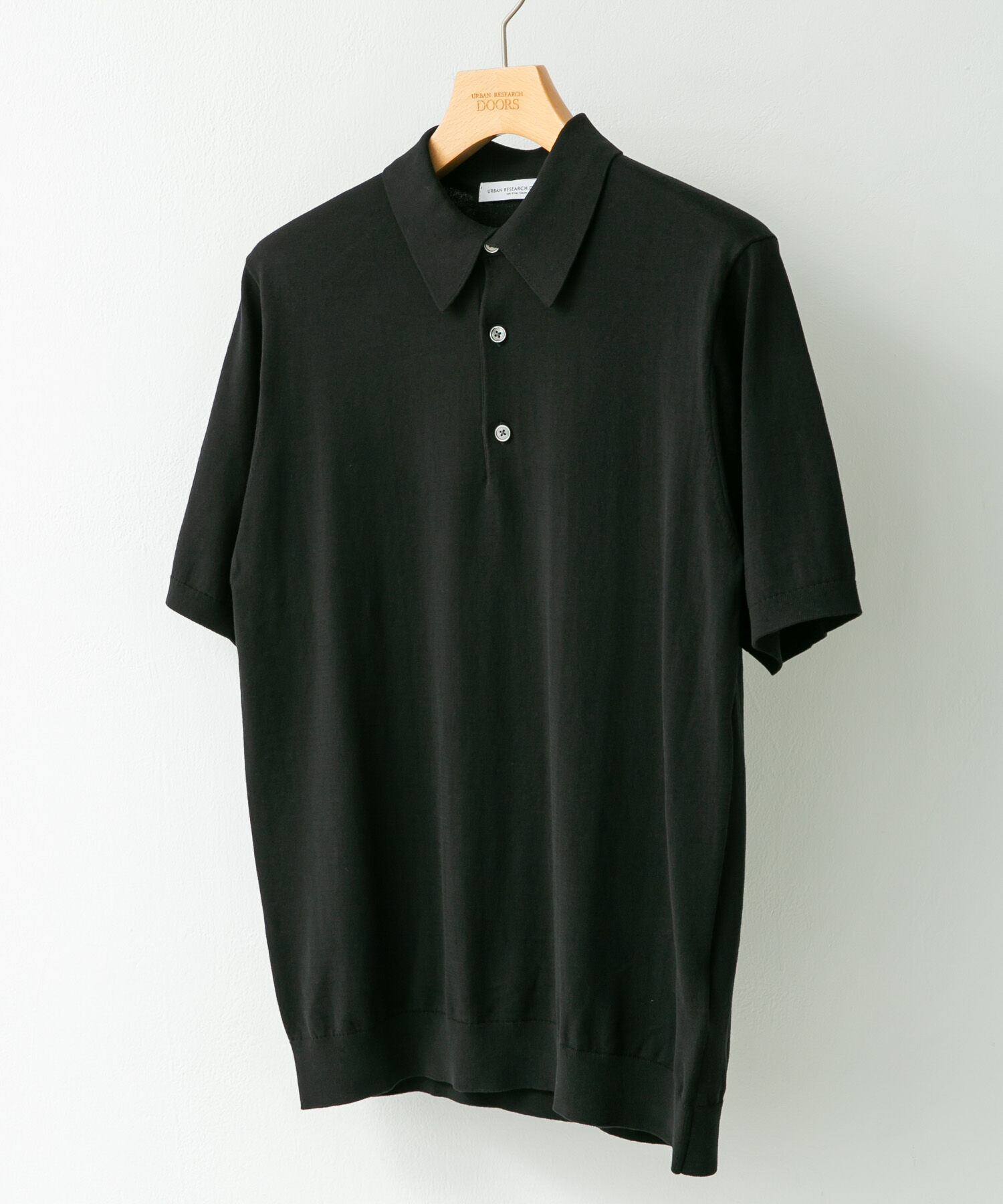 URBAN RESEARCH DOORS「LIFE STYLE TAILOR　ハイゲージ半袖ニットポロシャツ」|シャツ・ブラウス|ブラック