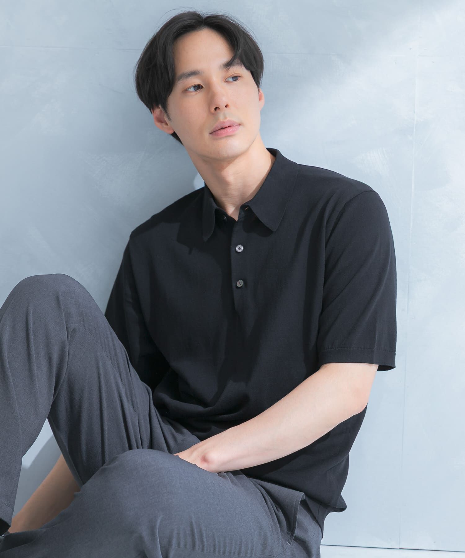 URBAN RESEARCH DOORS「LIFE STYLE TAILOR　ハイゲージ半袖ニットポロシャツ」|シャツ・ブラウス|