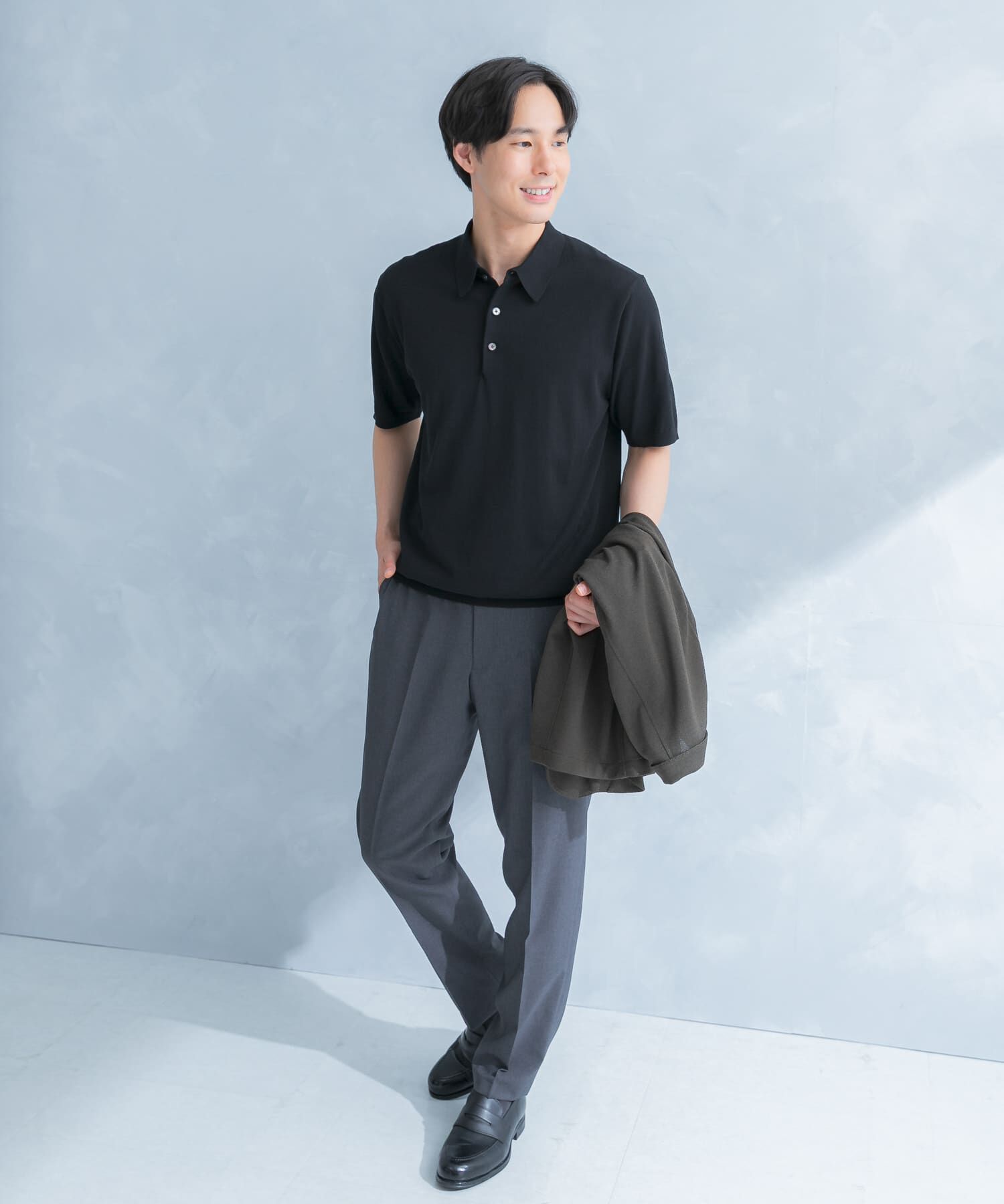 URBAN RESEARCH DOORS「LIFE STYLE TAILOR　ハイゲージ半袖ニットポロシャツ」|シャツ・ブラウス|