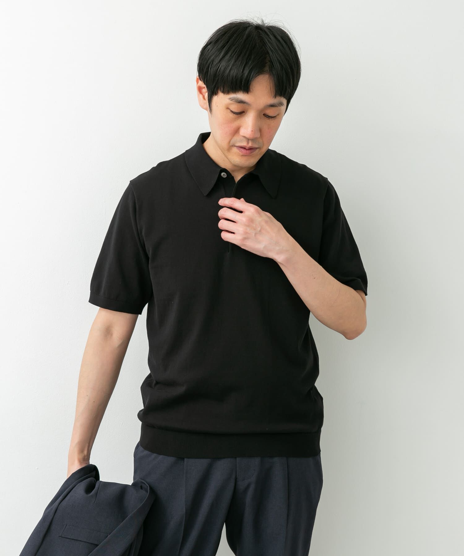 URBAN RESEARCH DOORS「LIFE STYLE TAILOR　ハイゲージ半袖ニットポロシャツ」|シャツ・ブラウス|