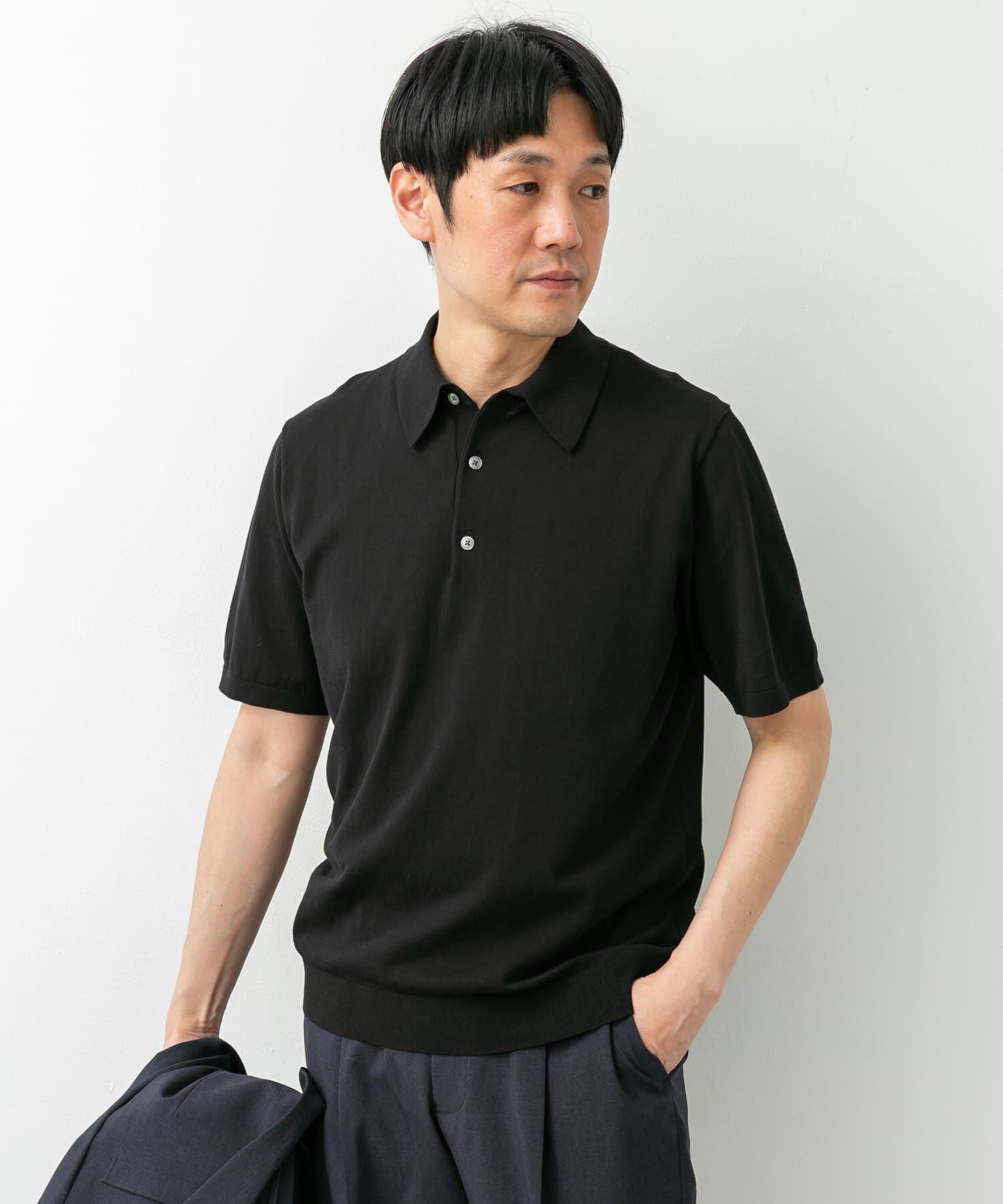 URBAN RESEARCH DOORS「LIFE STYLE TAILOR　ハイゲージ半袖ニットポロシャツ」|シャツ・ブラウス|