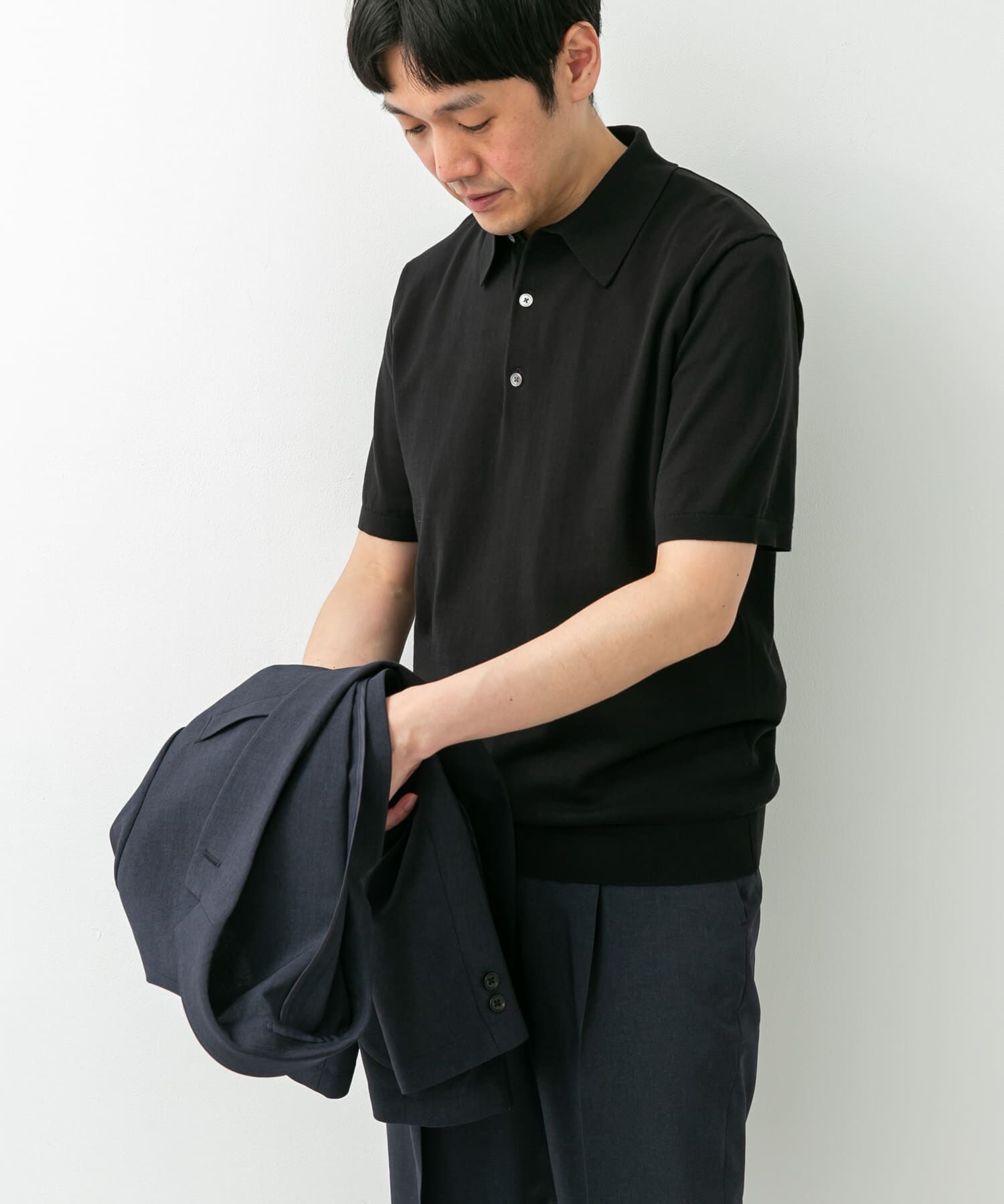 URBAN RESEARCH DOORS「LIFE STYLE TAILOR　ハイゲージ半袖ニットポロシャツ」|シャツ・ブラウス|