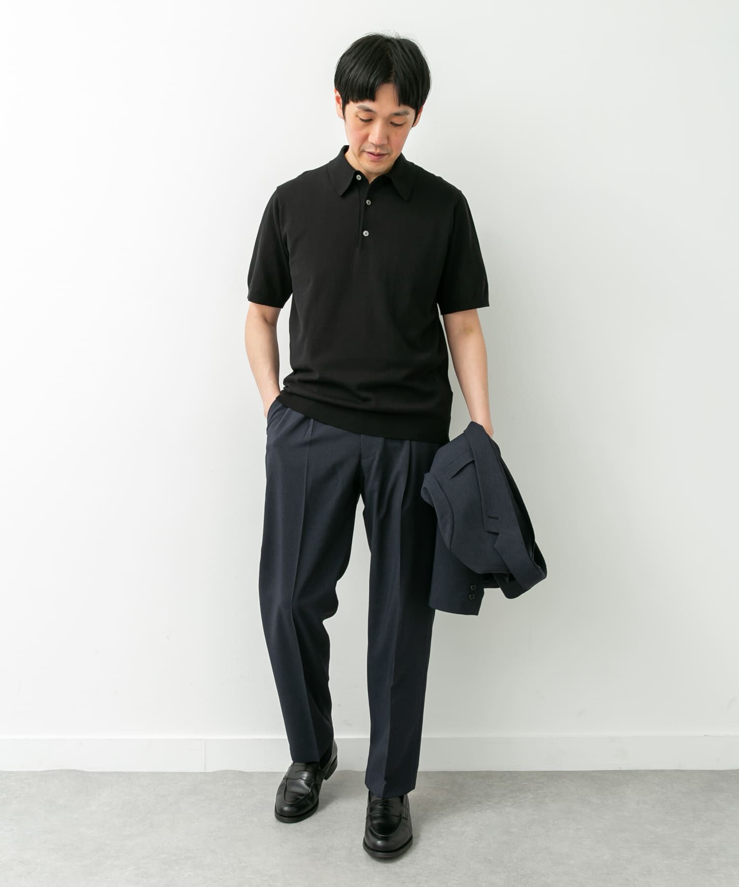 URBAN RESEARCH DOORS「LIFE STYLE TAILOR　ハイゲージ半袖ニットポロシャツ」|シャツ・ブラウス|