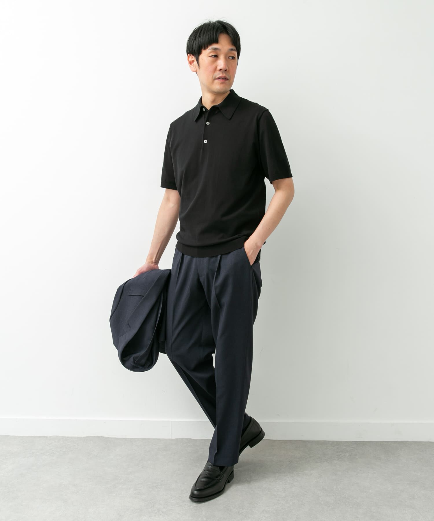 URBAN RESEARCH DOORS「LIFE STYLE TAILOR　ハイゲージ半袖ニットポロシャツ」|シャツ・ブラウス|