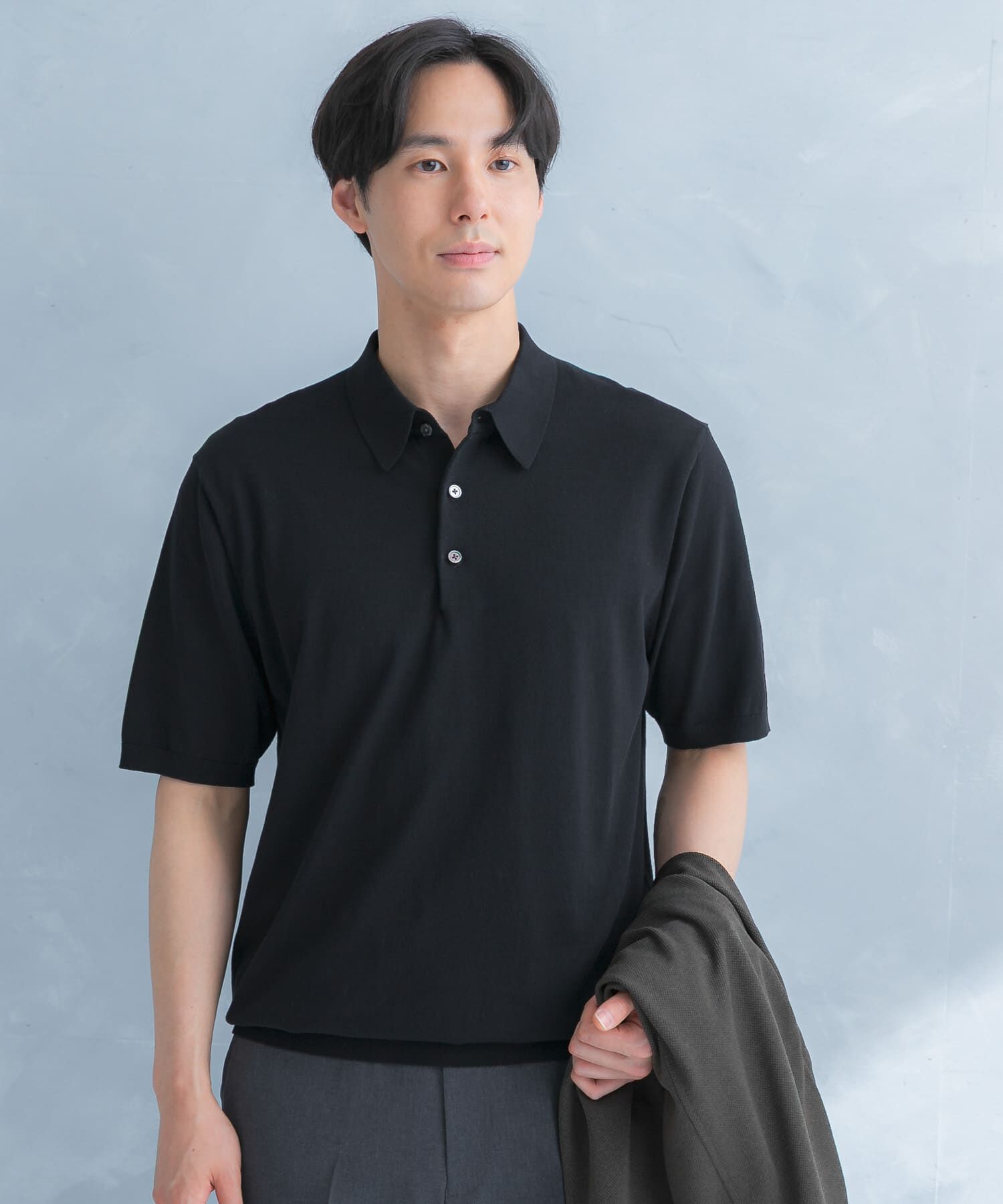URBAN RESEARCH DOORS「LIFE STYLE TAILOR　ハイゲージ半袖ニットポロシャツ」|シャツ・ブラウス|