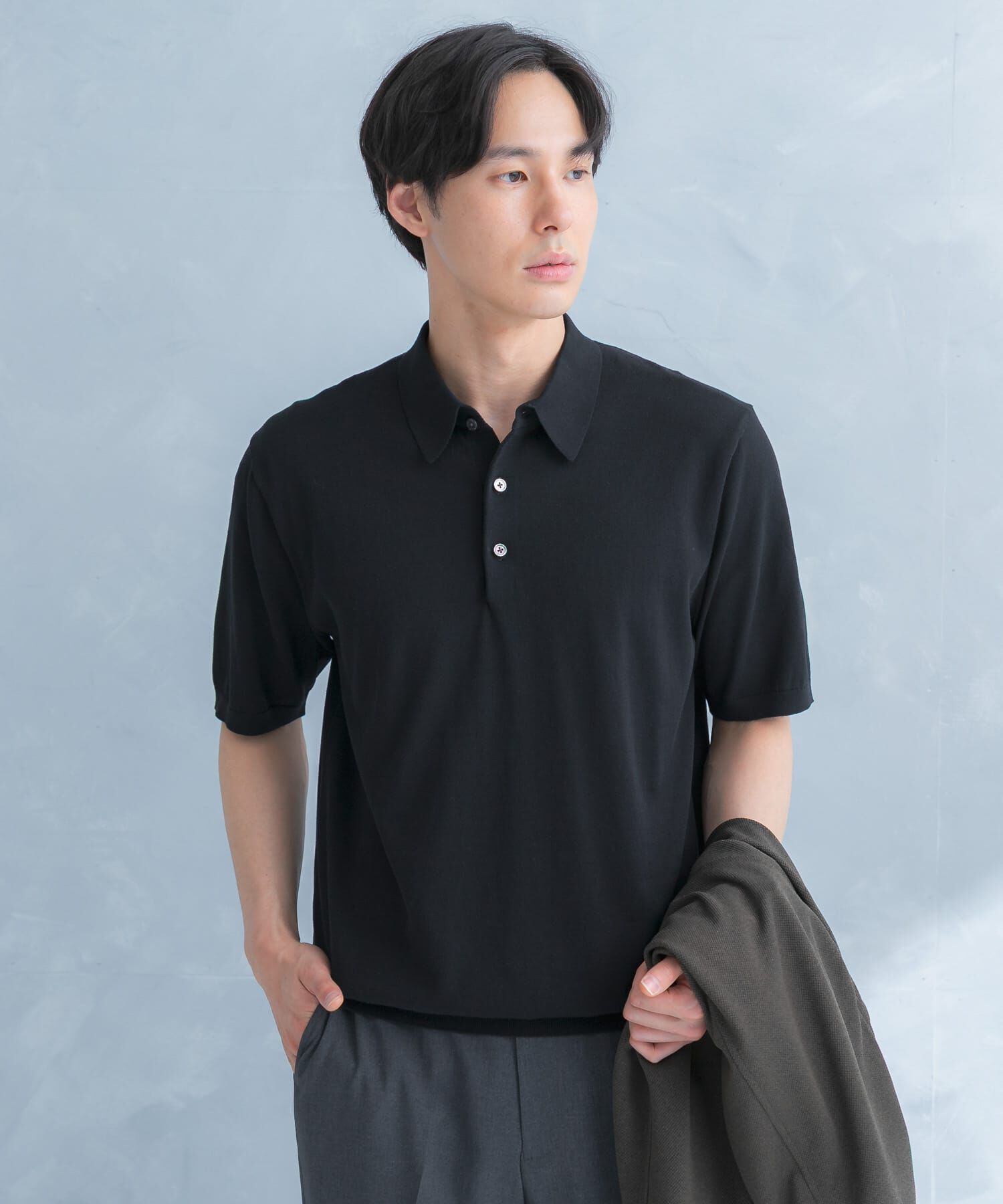 URBAN RESEARCH DOORS「LIFE STYLE TAILOR　ハイゲージ半袖ニットポロシャツ」|シャツ・ブラウス|